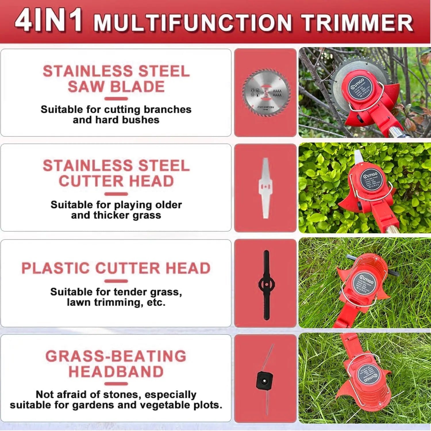 4-in-1 Cordless Mower, Trimmer, Edger (+2 FREE Batteries) Outdoor Tool Box
