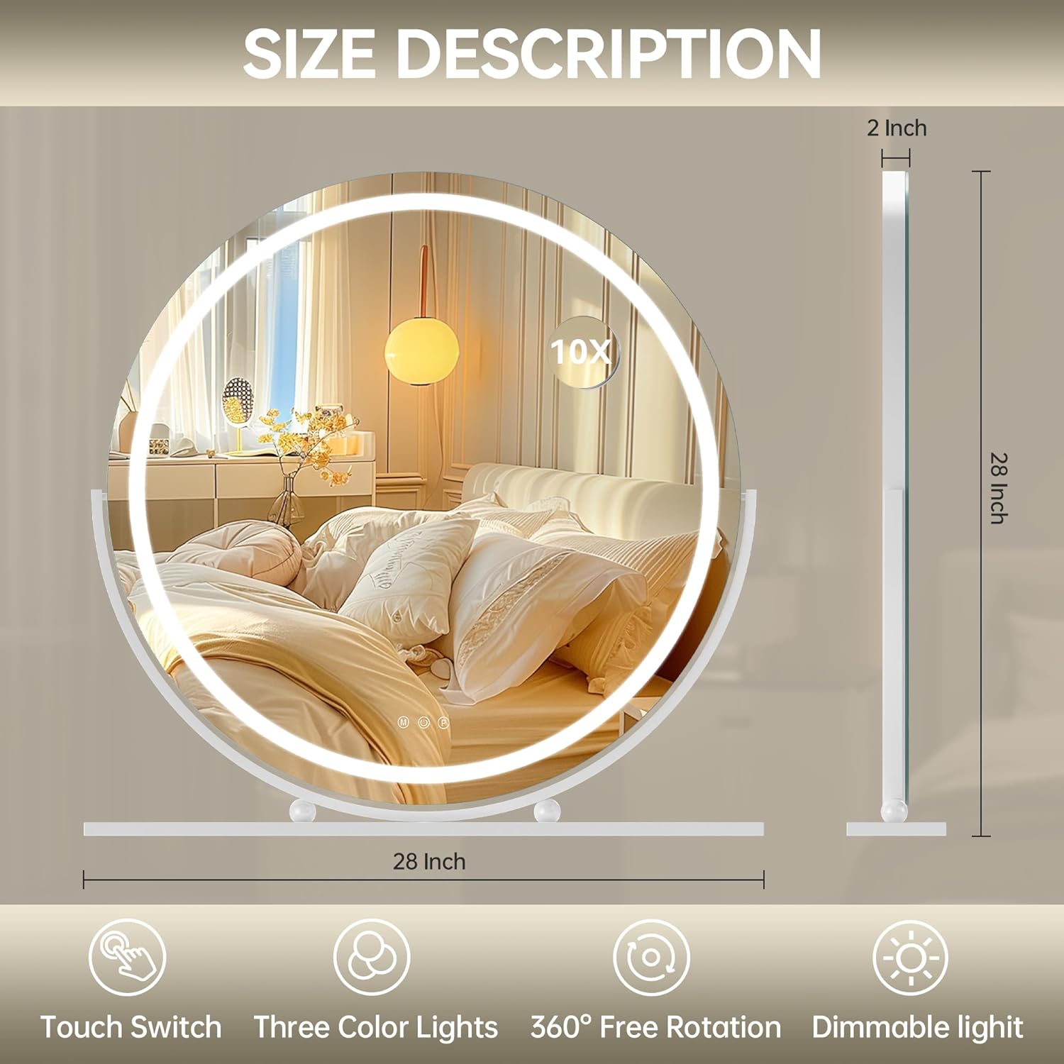 Smart Touch LED Vanity Mirror with Lights HOME & KITCHEN