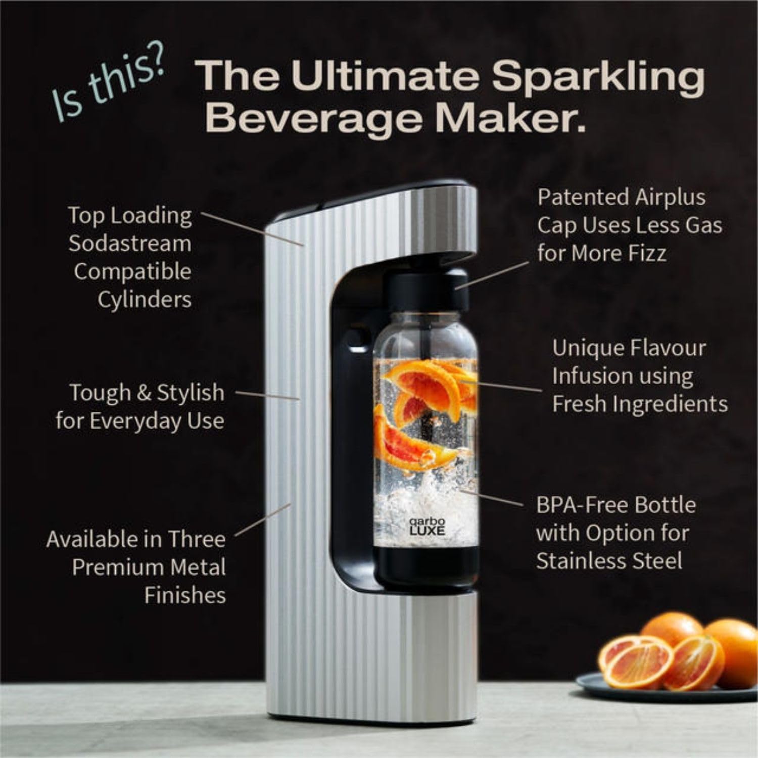 Premium Metal Sparkling Beverage Maker Machine HOME & KITCHEN