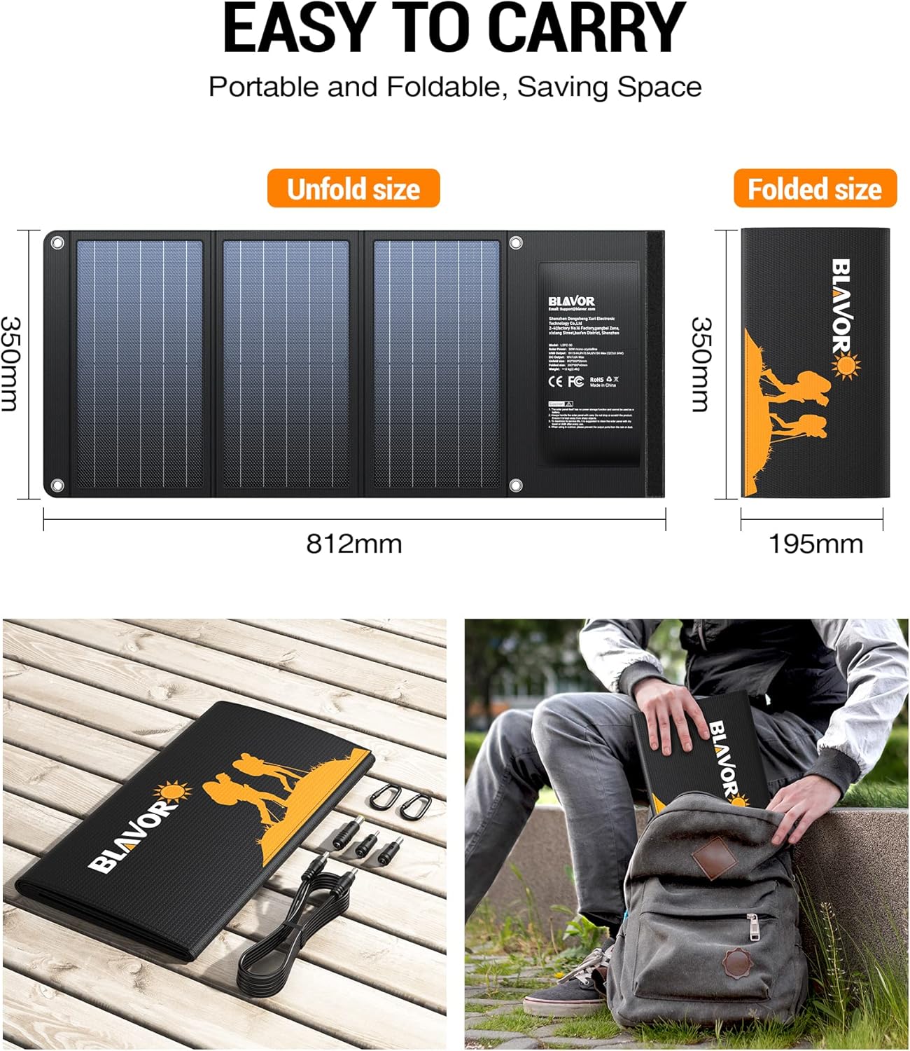 Foldable Solar Panel Charger with USB-C & USB-A Outputs HOME & KITCHEN