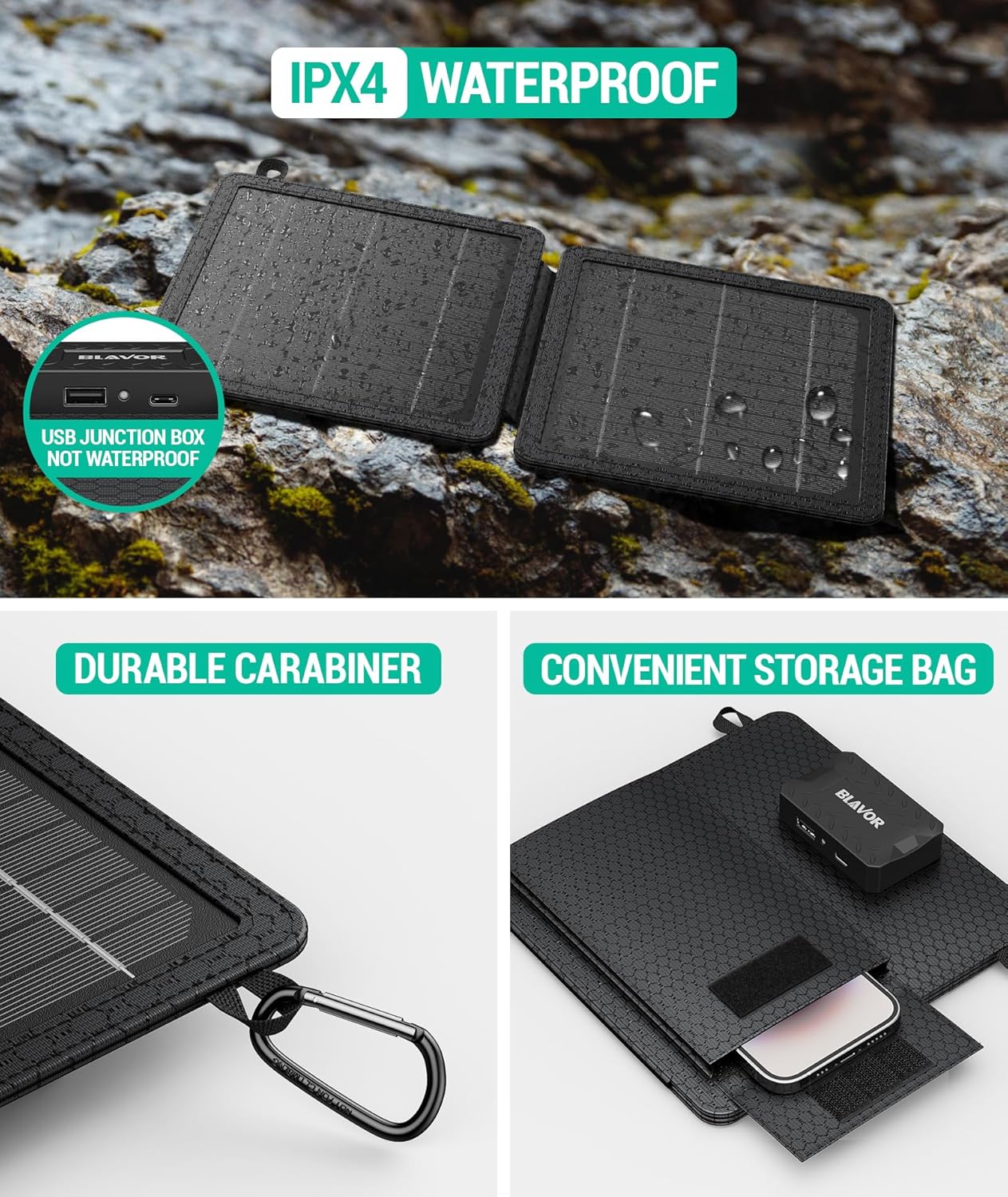 Foldable Solar Panel Charger with USB-C & USB-A Outputs HOME & KITCHEN