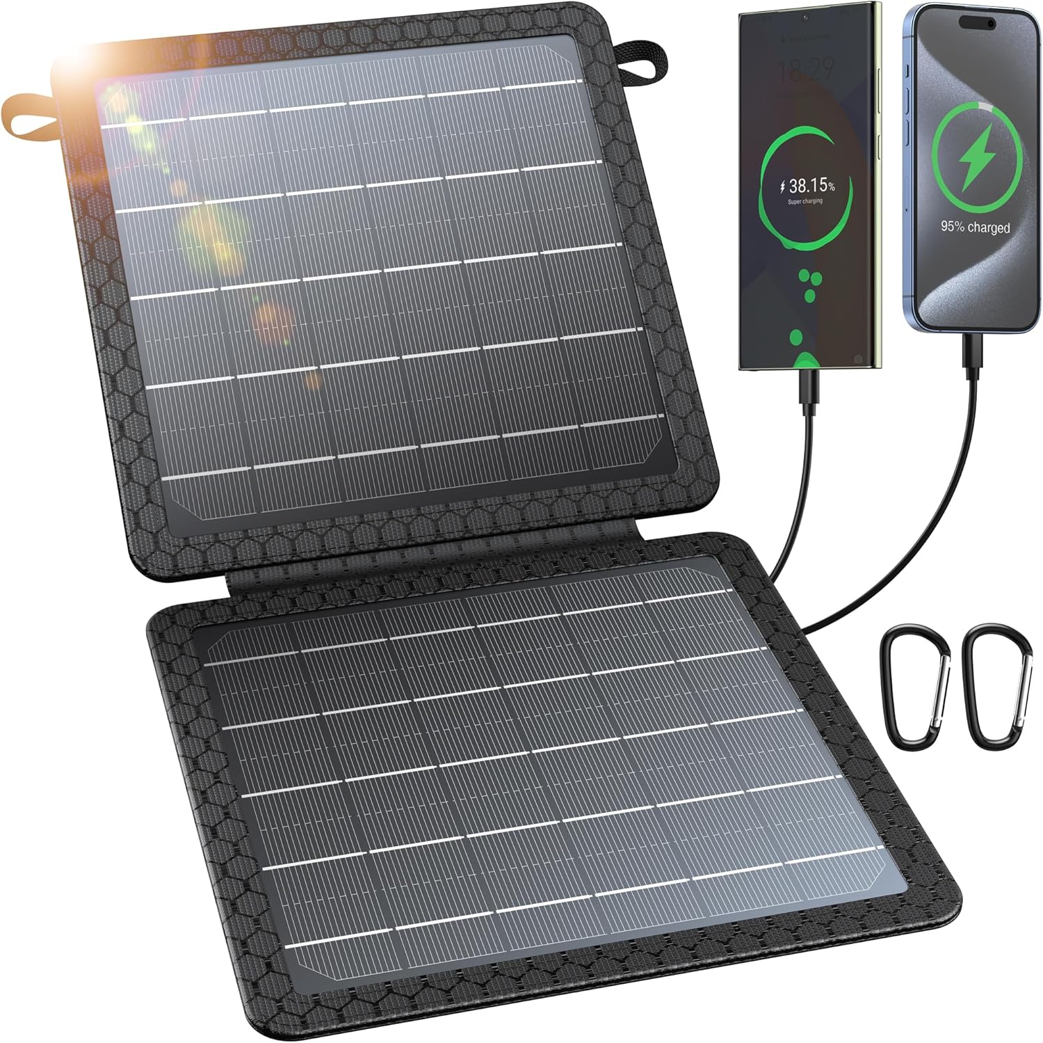 Foldable Solar Panel Charger with USB-C & USB-A Outputs HOME & KITCHEN