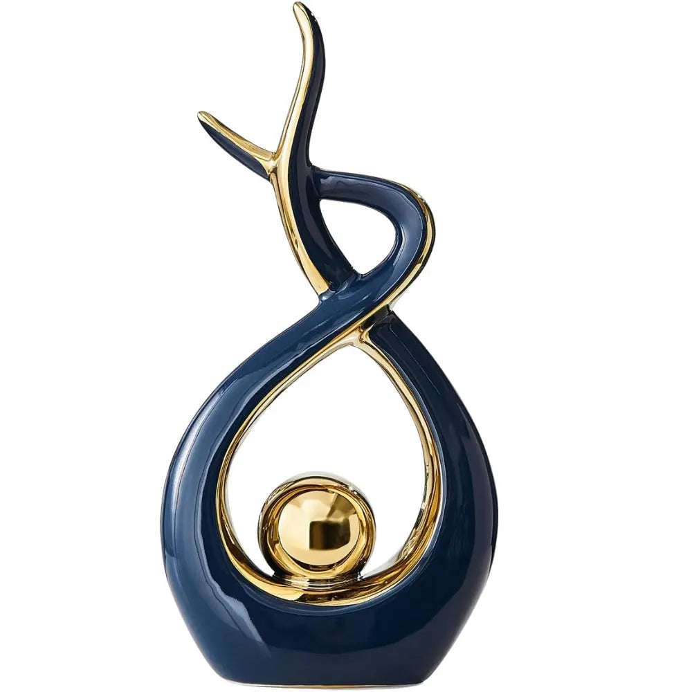 Abstract Ceramic Sculpture Golden Statue Modern Home Decoration HOME & KITCHEN