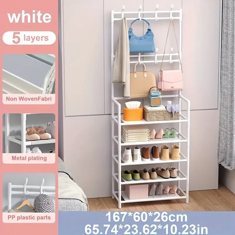 Multifunctional 5-Tier Shoe Rack and clothes hanger Solee Grow