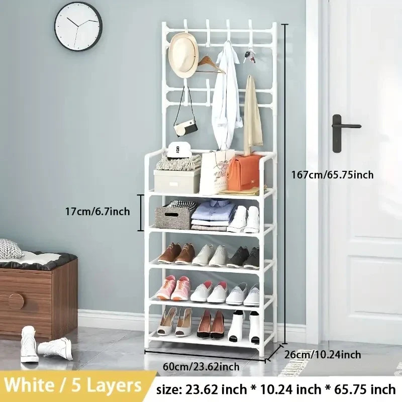 Multifunctional 5-Tier Shoe Rack and clothes hanger Solee Grow
