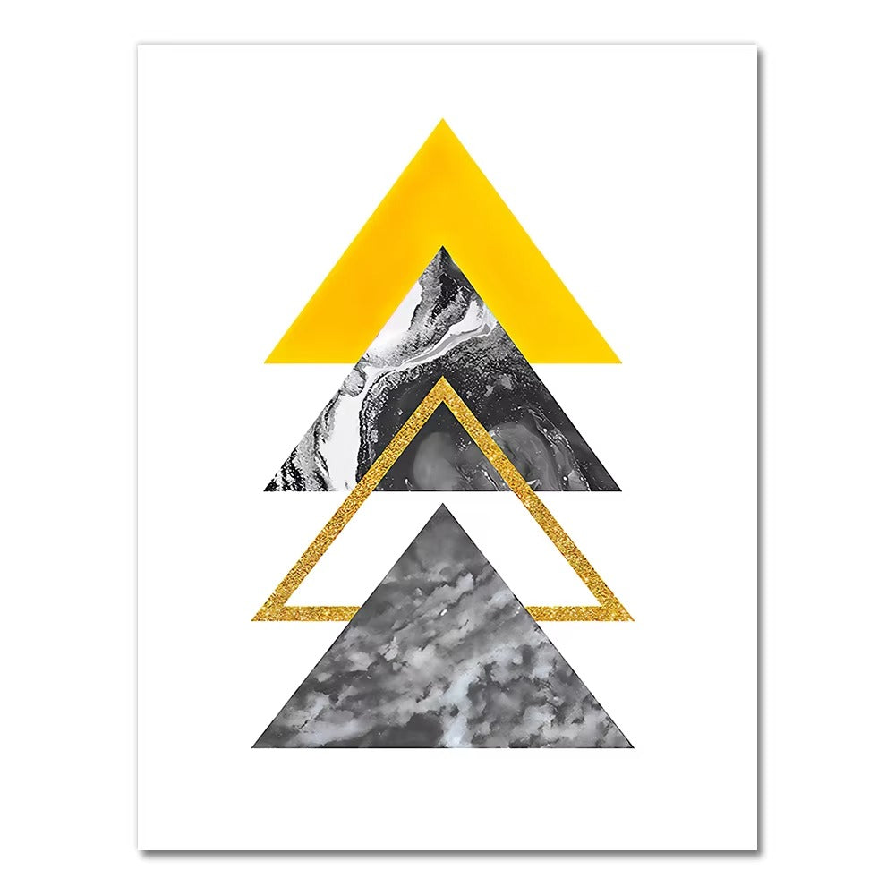 Abstract Grey Yellow Geometric Triangles Nordic Deer Wall Art HOME & KITCHEN