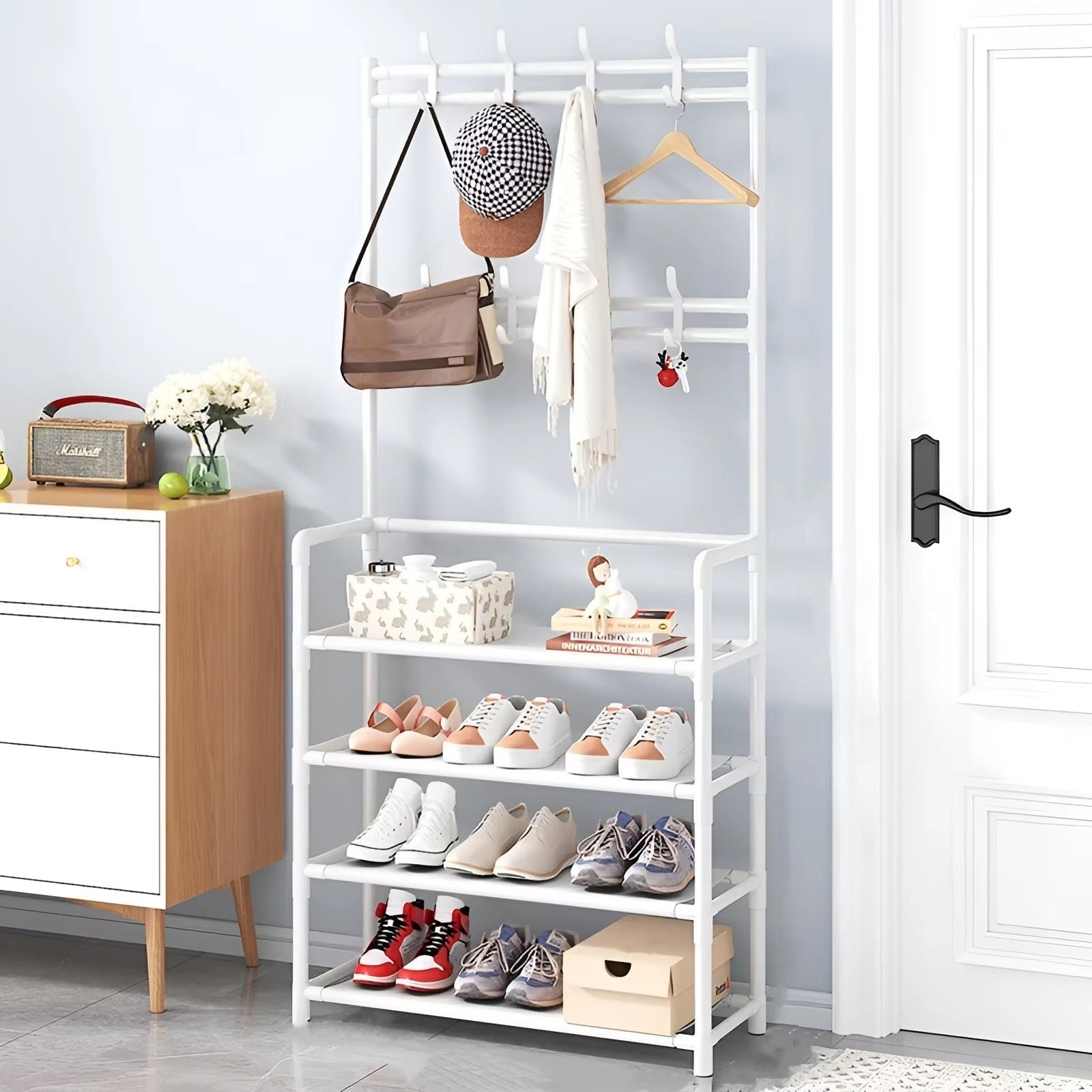 Clothes Hanger & Multi-Layer Shoe Storage Rack HOME & KITCHEN