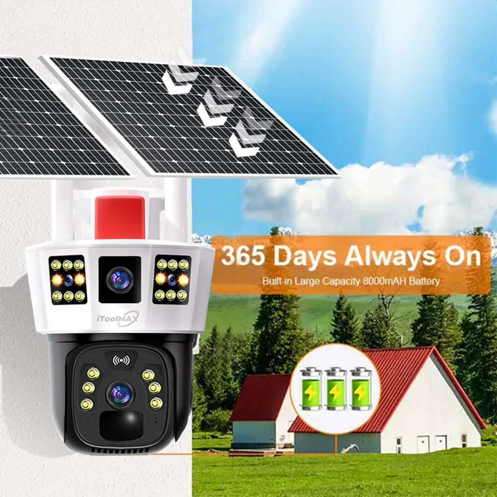 4MP Triple Lens Wireless Solar Camera itoolmax