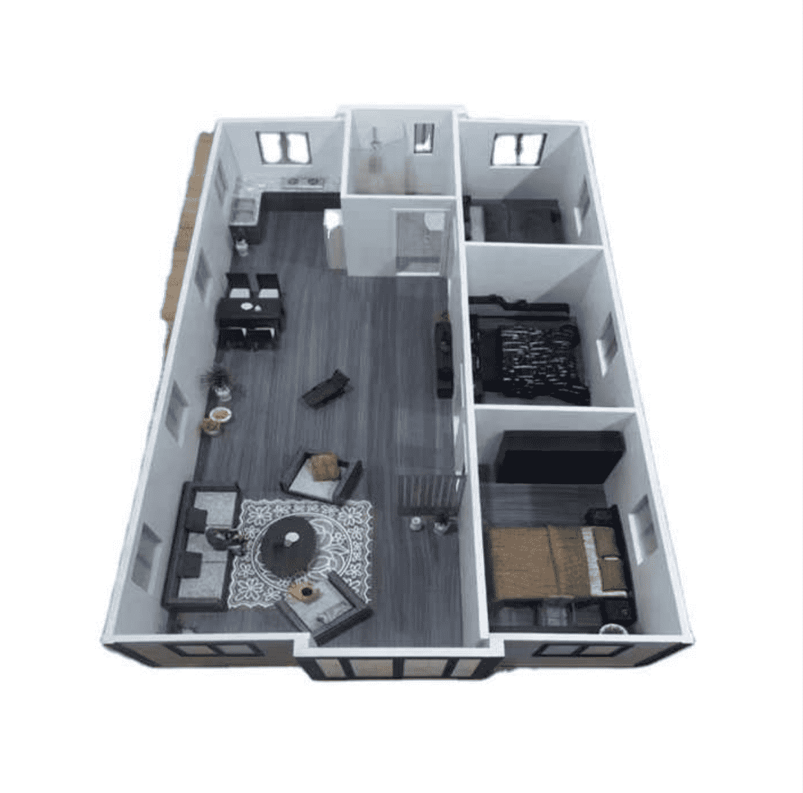 TS-144 Turnkey Prefab Mobile Home With 3 Bedrooms (800 sq ft) Hawme