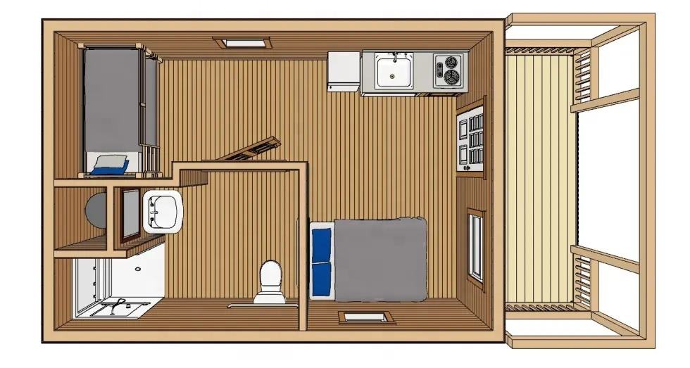FUA-701 Tiny Wooden Home Kit (364 sq ft) Hawme