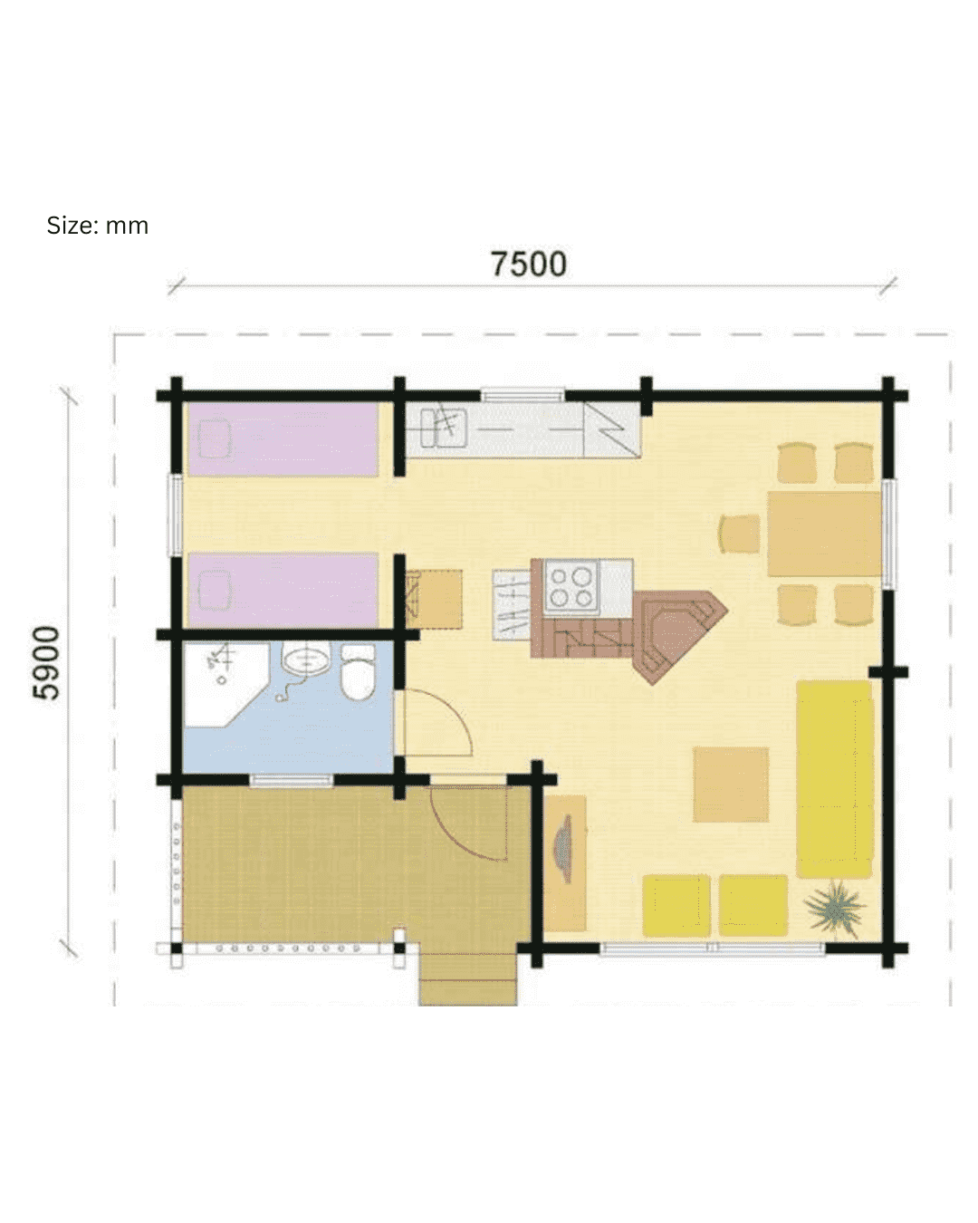 TSD-976 Kit Home With Bedroom, Bathroom & Kitchen (477 sq ft) Hawme
