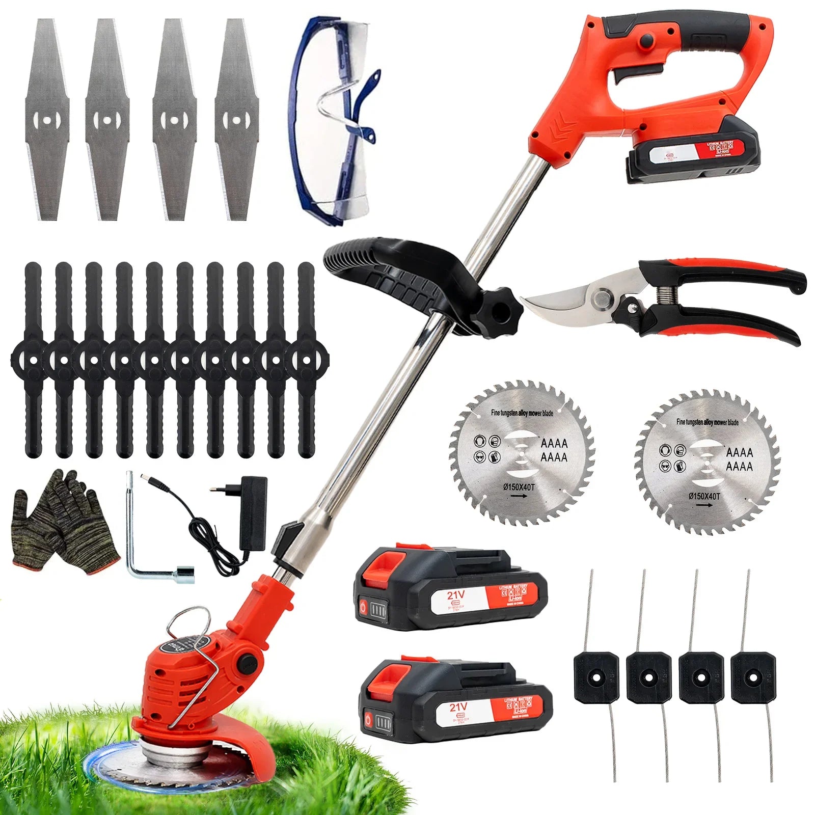 4-in-1 Cordless Mower, Trimmer, Edger (+2 FREE Batteries) Outdoor Tool Box
