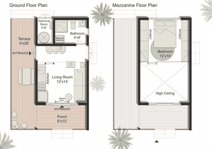 164-TRM Modern Eco-Friendly Wooden Kit Home With Bedroom, Bathroom & Kitchen (468 sq ft)