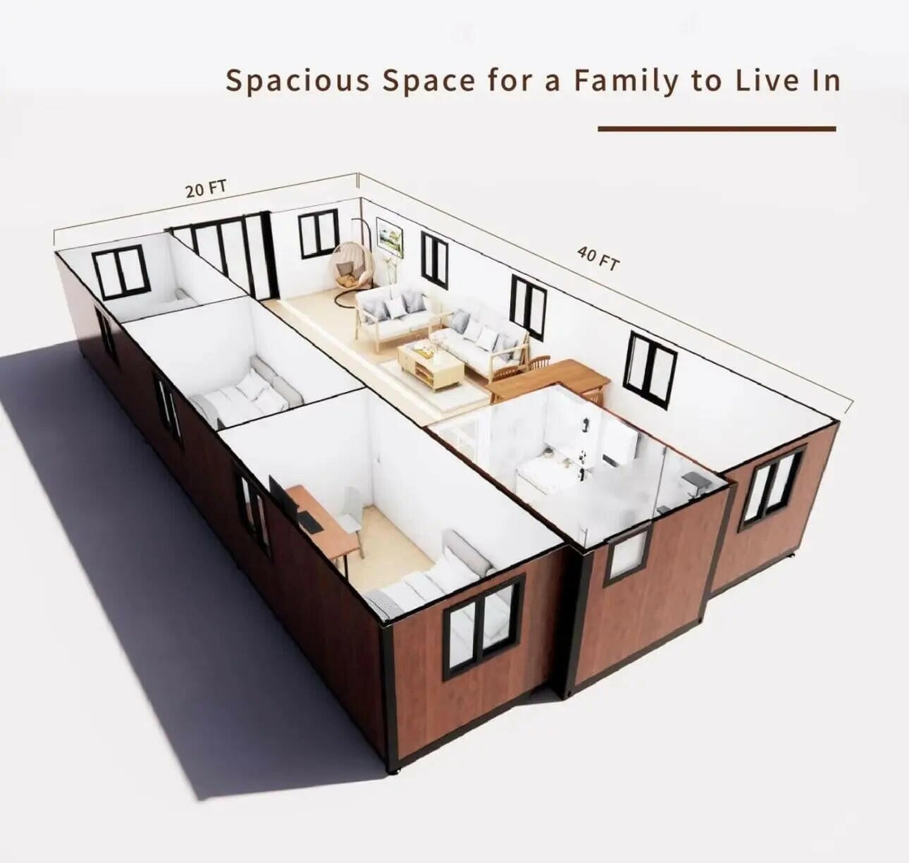Portable Tiny Home – 13x20ft & 20ft/40ft Mobile House.