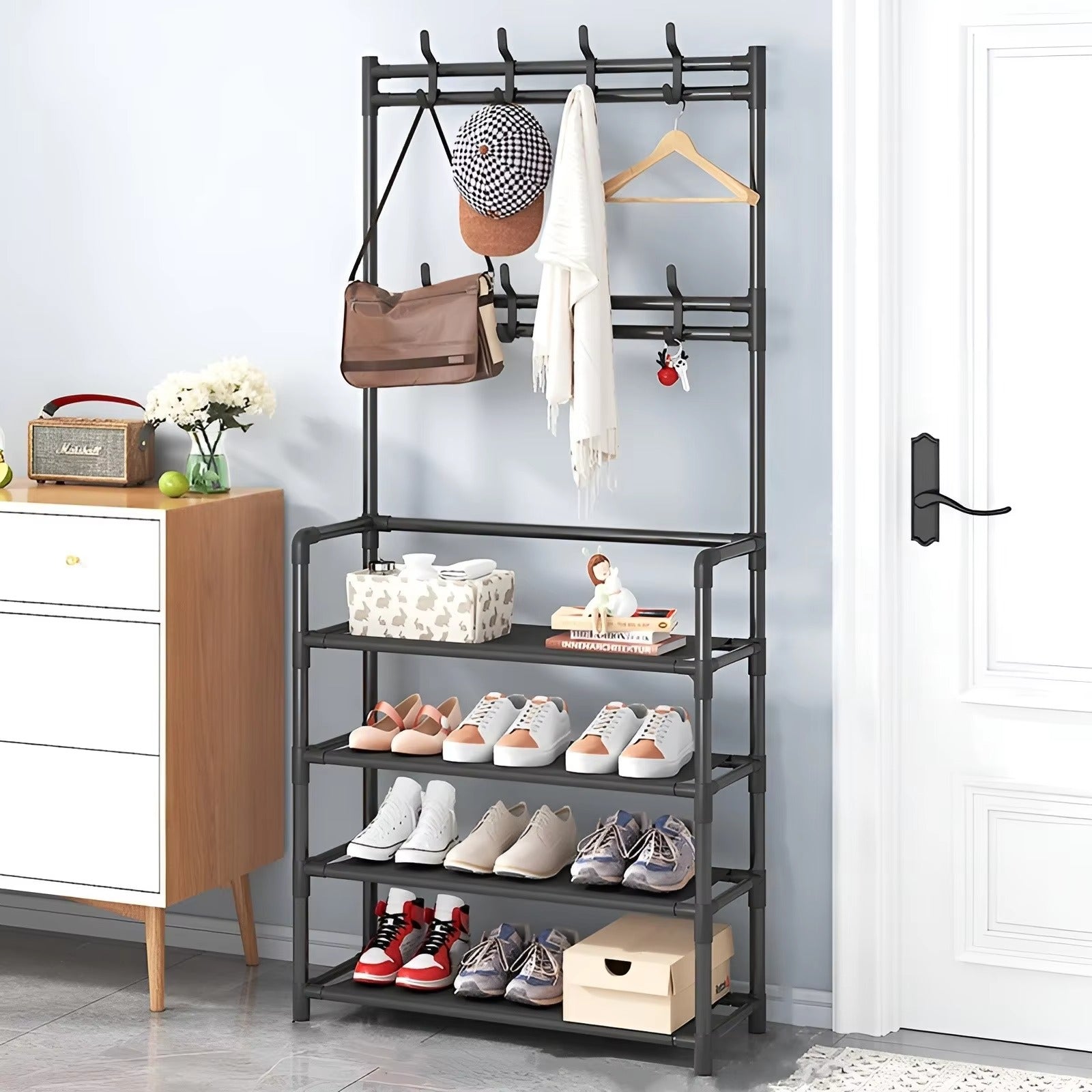 Clothes Hanger & Multi-Layer Shoe Storage Rack HOME & KITCHEN