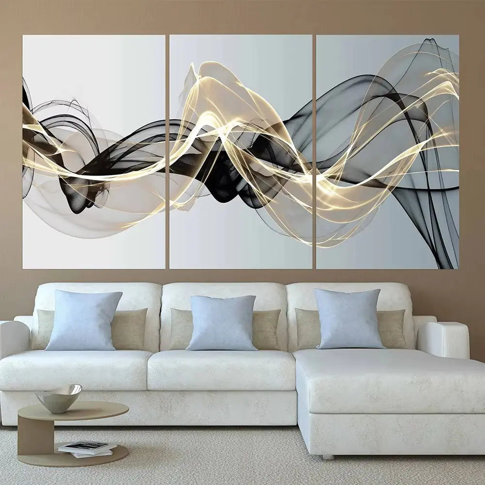 3 Pieces Nordic Luxury Ribbon Abstract Landscape Wall Art HOME & KITCHEN