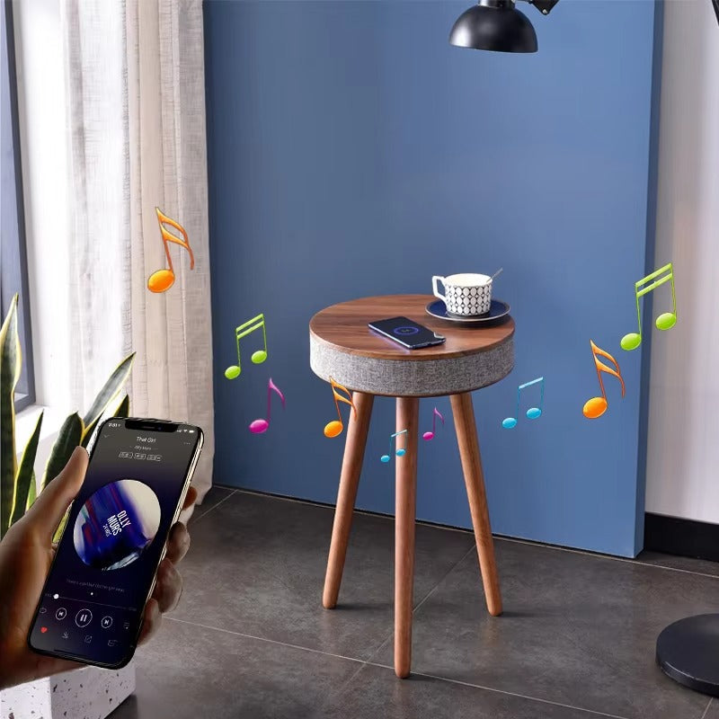 Home Theater HIFI Bluetooth Speaker Wireless Charging Subwoofer Small Round Table HOME & KITCHEN