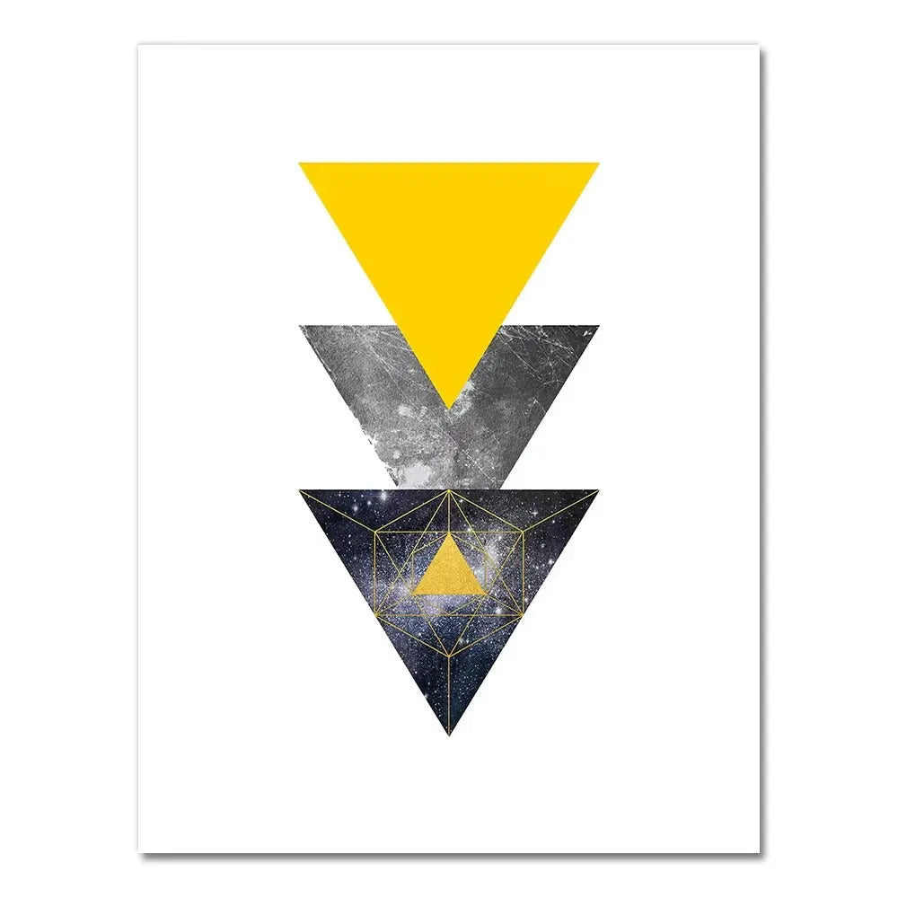 Abstract Grey Yellow Geometric Triangles Nordic Deer Wall Art HOME & KITCHEN